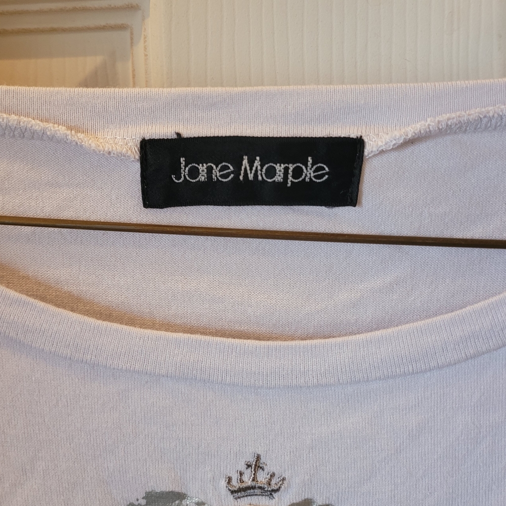 Fleur-De-Lis Key 3D Pink Ribbon Bow Gray Lavender Shirt Cutsew Top - Picture 2 of 4